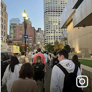 A group of Architecture students walking around Boston.